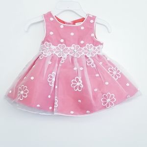 NWT Youngland Baby Dress Coral Lace Embroidered Formal Baby Girl Dress Size 3-6M